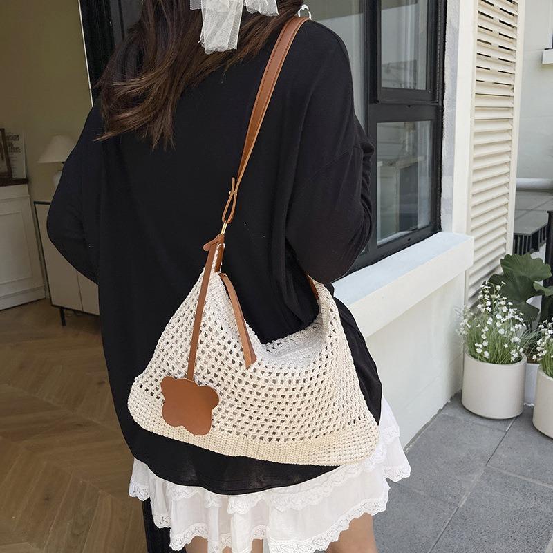 Hollow Woven Tote Bag Women's Spring New Large-capacity Shoulder Bag Seaside Vacation Beach Bag