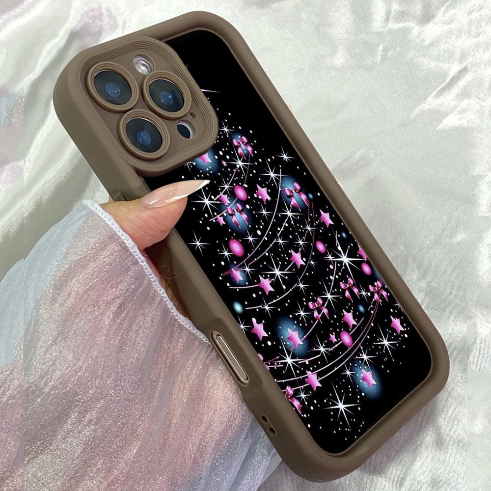 

JT165 Christmas Tree Pink Stars for iPhone 17 16 15 14 Pro Max Samsung S26 S25 Ultra A17 A16 A07 A56 Xiaomi 15T Redmi 15c 14C Note 14 Soft TPU Case Redmi 15C 4G/5G(171.6) коричневий