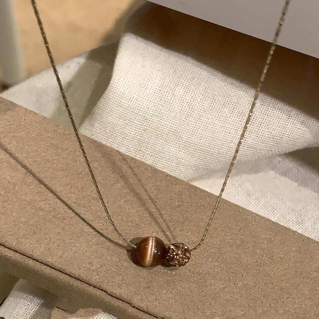 Retro Brown Pearl Double Layer Necklace for Women Girls Light Luxury Design Stacking Pendant Necklaces Party Jewelry Accessories