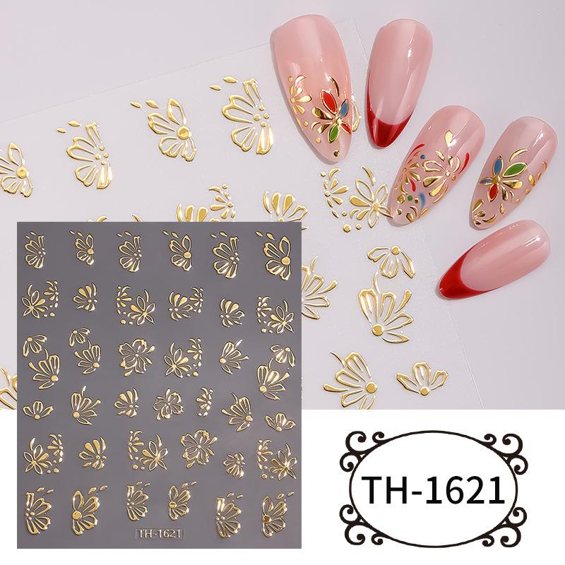 Autocolant Bronz pentru Artă pe Unghii Decaluri Flori Goale 3D Accesorii pentru Unghii TH-1621