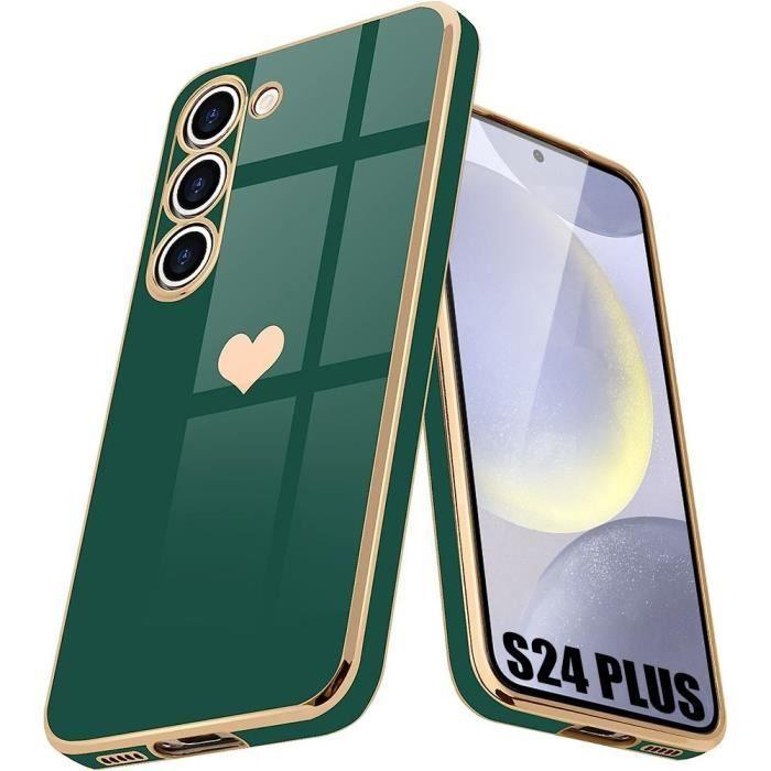Coque de protection - samsung - galaxy s24 plus - antichoc - souple - motif cœur vert nuit