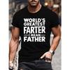 European Size Men'S Casual Crew Neck T-Shirt, "World'S Greatest Farter" Print, Summer Short Sleeve Tee, Cotton Knit Fabric
