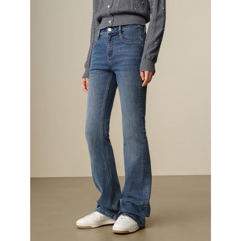 JUZI AnnaCo Women's Casual Fleece-lined Flared Jeans