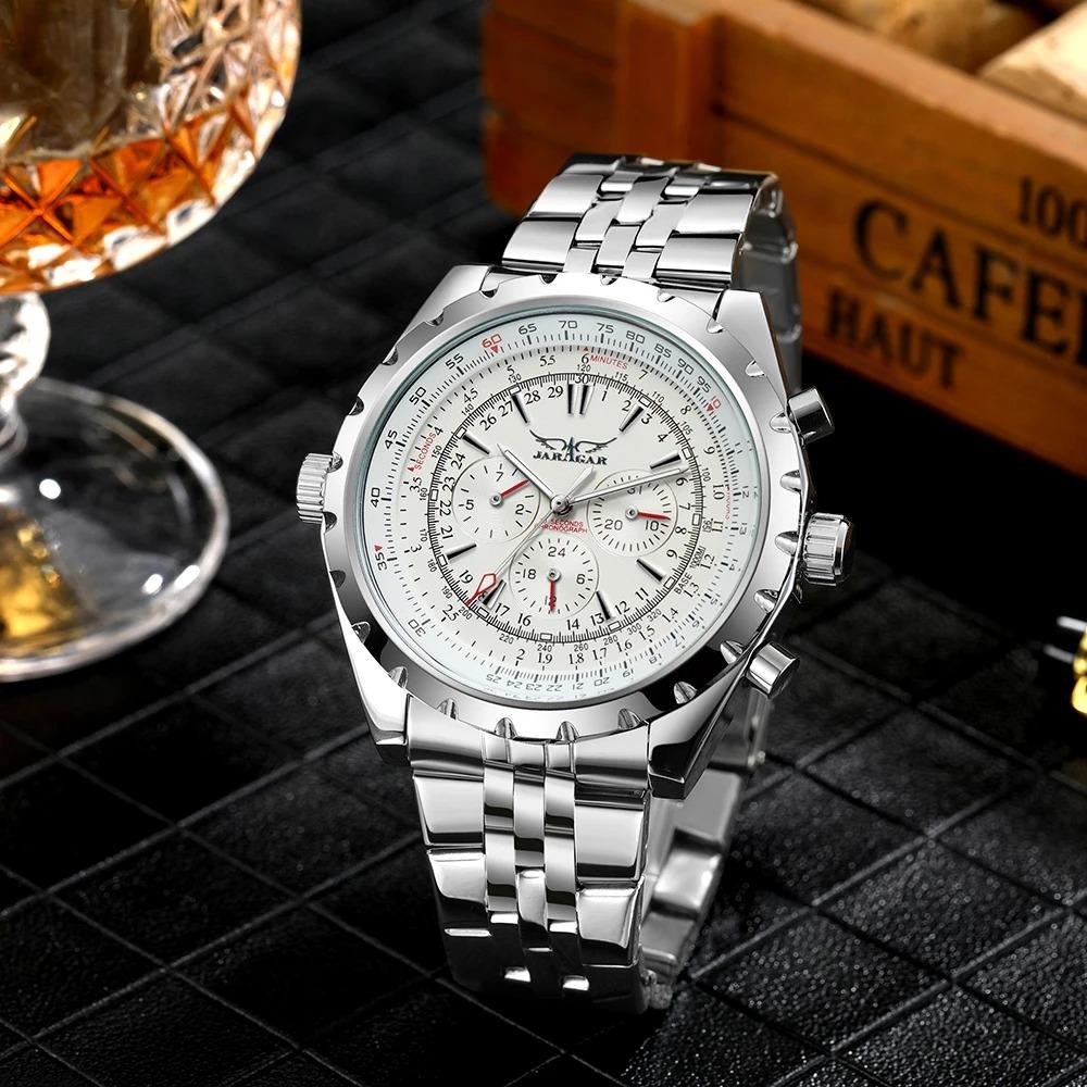 JARAGAR 212 Automatic Design Week Business Watch for Men Military Multifunction Sub-Dials Mechanical Watches Luxury Clock