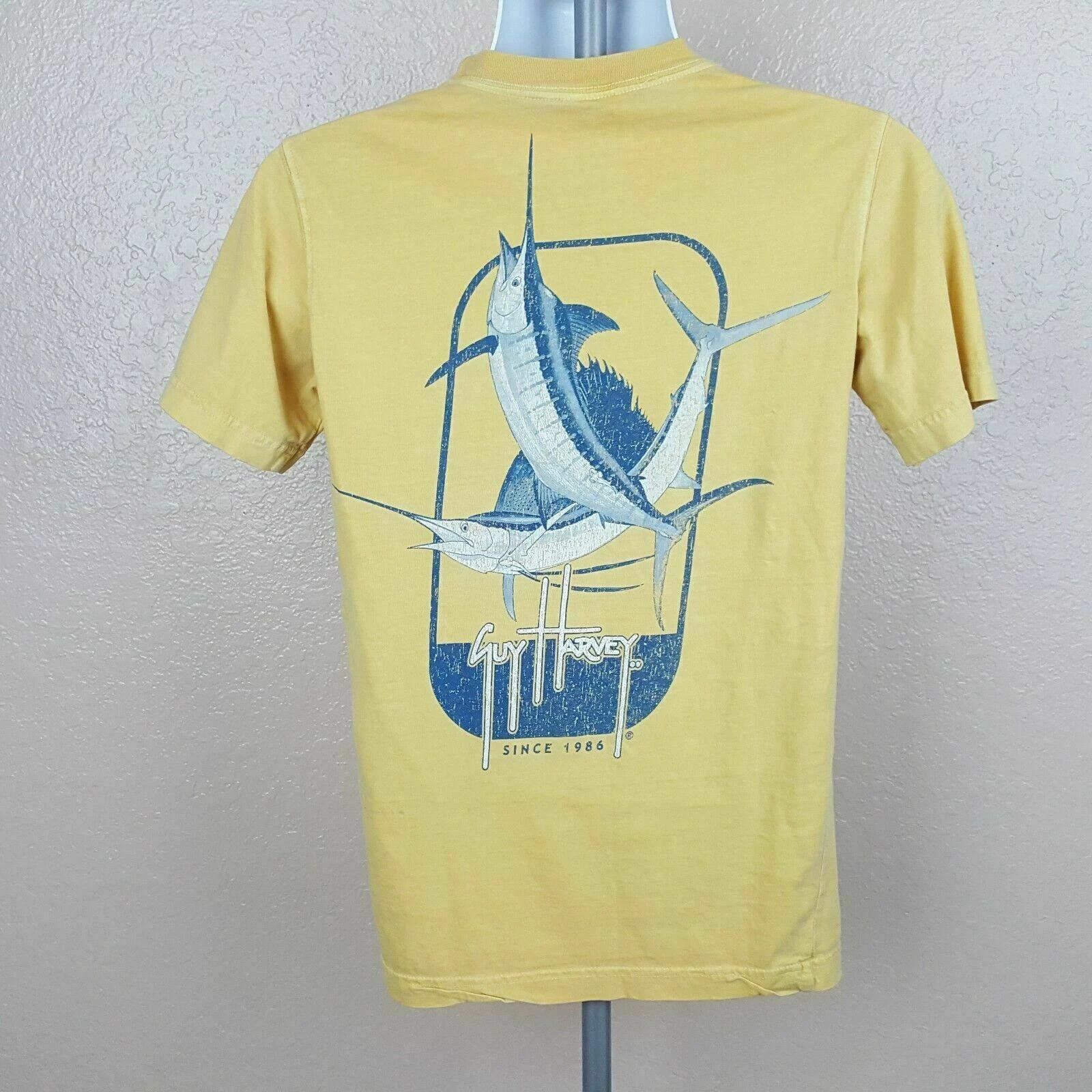 Guy Harvey Vintage Aftco Men s T-shirt Size Small Yellow TL13 4XL