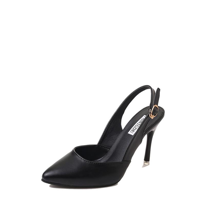 

Spring and autumn new high heels, thin heels, shallow mouth, pointed back air heel, European and American sexy autumn shoes, girls high heels, sandals 39 чорний
