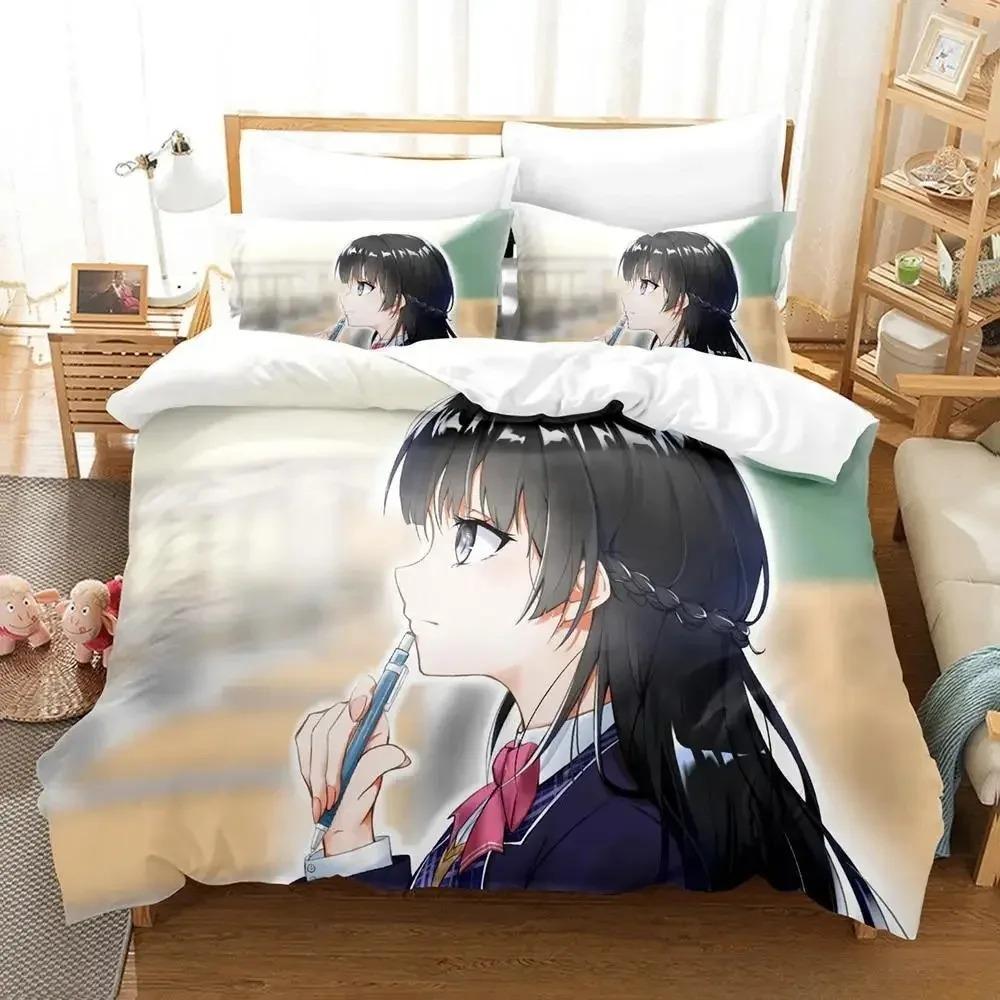 New Virtual Youtuber Tsukino Mito Bedding Set Cartoon Anime Three-piece Set Adult Kid Bedroom Duvet Cover Sets 3D Kawaii Girls