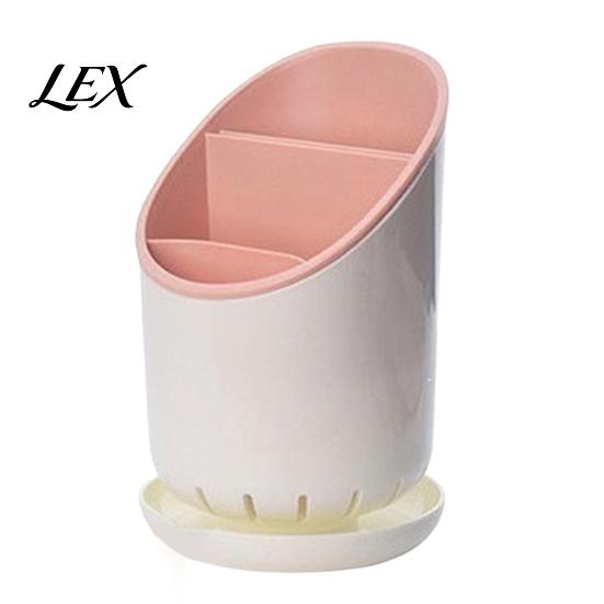 Split Cutlery Storage Box Multi-compartment Draining Chopstick Holder, Plastic Utensil Organizer with Drain Hollow Bottom Drainer Tray, Compact Large