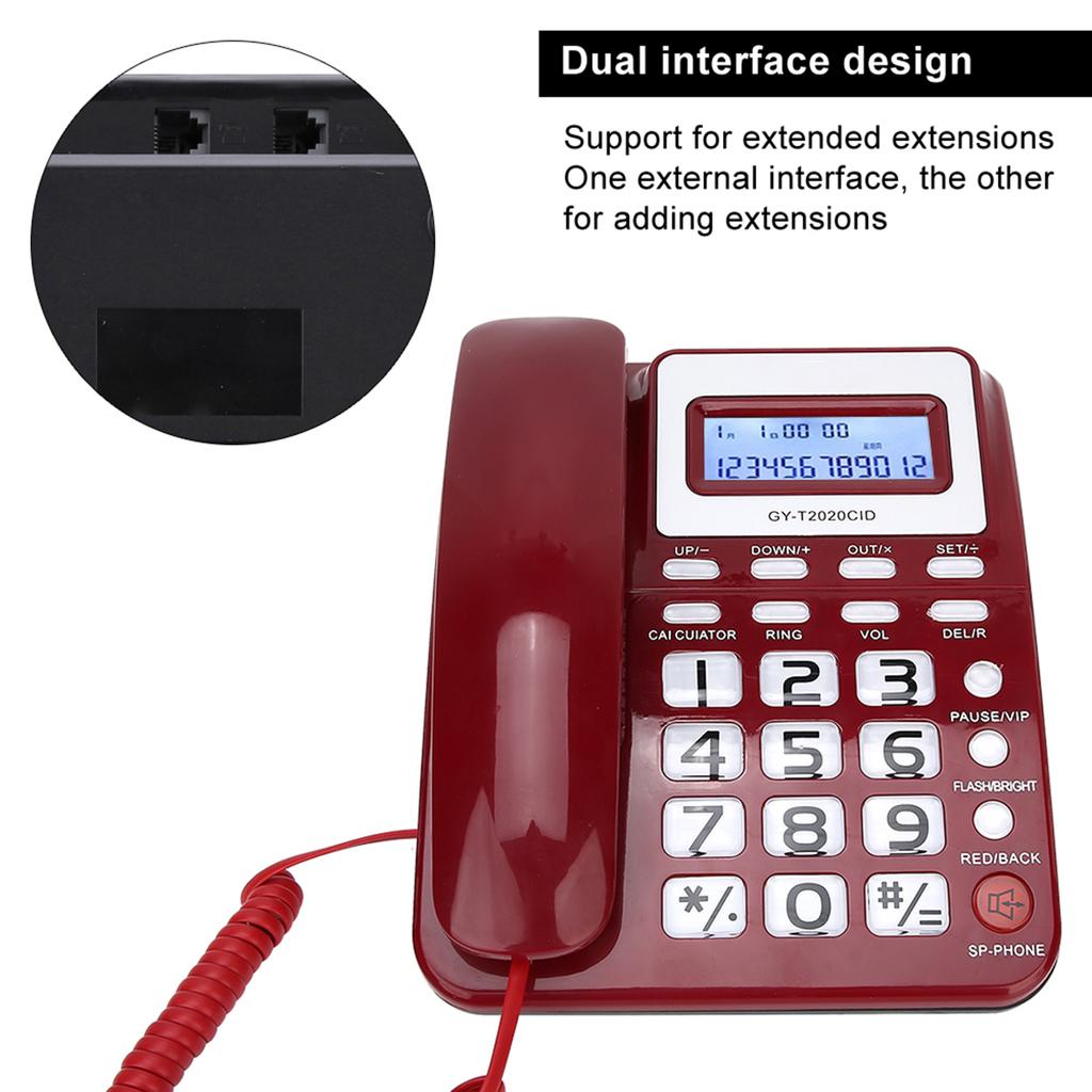 ABS GY T2020CID Wired Telephone with Speaker Caller ID Display Calculater
