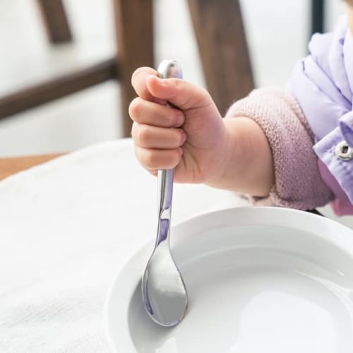 Aoyoshi Willassist Light Child Spoon for Children, Stainless Steel, Dishwasher Safe, Easy to Hold, Boilable Disinfection, Willassist Meal Aid, 224009