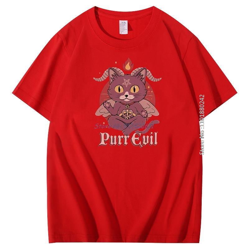 Baphomet Purr Evil Mens Print T Shirt Lucifer Occult Goat Fashion Graphic T Shirts Summer Cotton New Shirts And Tshirts