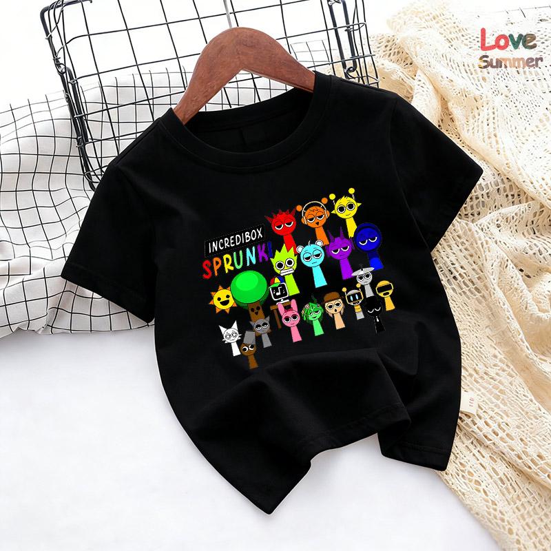Camiseta casual de manga corta Sprunki de verano para niños de 4 a 14 años, top cómodo para niños, adecuado como regalo para niños y niñas