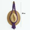 Boho Macramé Věšák na klobouky Bohemský stojan na vystavení klobouků Ručně vyráběný bavlněný tkaný Dekorativní závěsný na stěnu Organizér na ukládání kovbojských klobouků