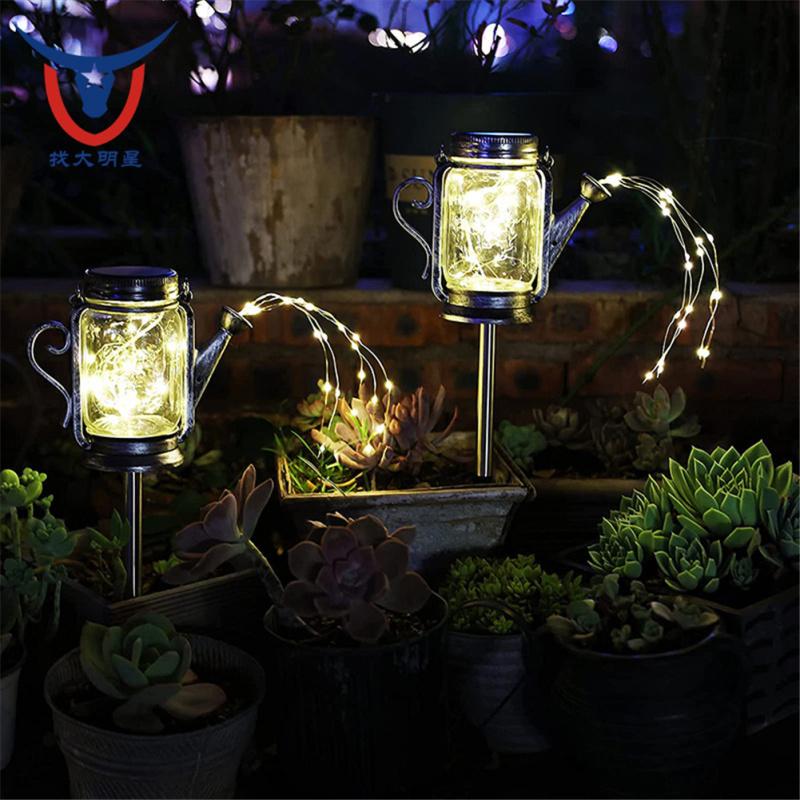 Hot,Solar Lantern Outdoor Hanging Mason Jar Solar Light 45 LED Spray Can Light for Patio Walkway Garden