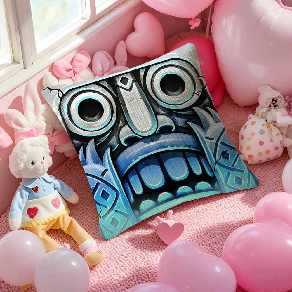 PopParkour Game Temple RunA Pillow Case Antidustmite Pillowcase Invisible Zipper Silky Short Plush Sofa Cushion Cover
