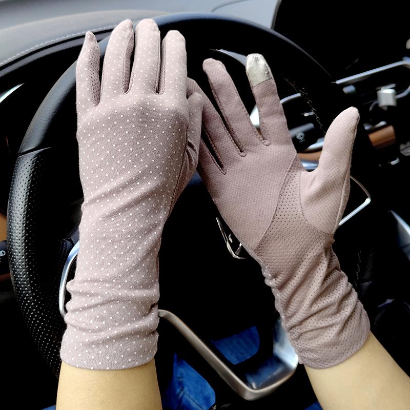 New Fashion Gloves Women Mid-long Summer Cotton Black Print Cycling Thin Touch Screen Bike Car Driving Gloves for Women