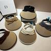 Fine Grass Woven Vinyl Sunscreen Empty Top Hat, Summer New Ice Silk Bow Age-reducing Sun Hat Without Top