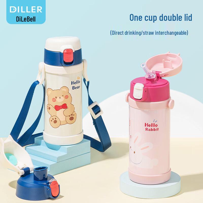 Dileber Kids Dual-Drink Straw Water Bottle