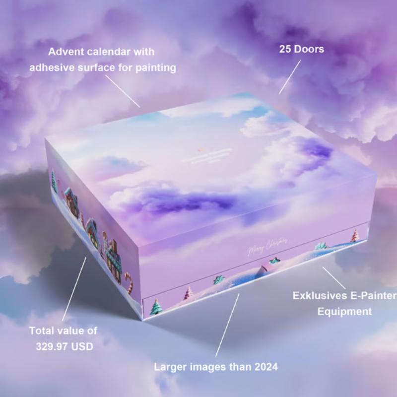 2025 XXL Diamantmalerei Adventskalender Boxen DIY Bastelset Diamantmalerei zum Ausfüllen 24-Tage Weihnachts-Countdown-Kalender Geschenk