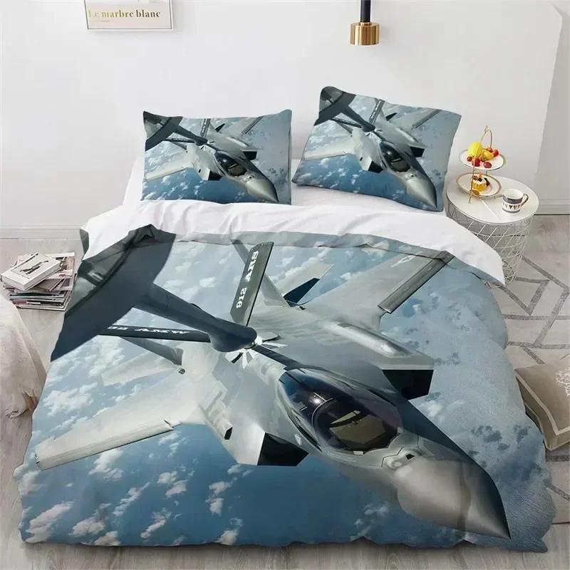 Top Airplane Duvet Cover King Queen Size Microfiber Flying Plane Bedding Set Aircraft Sky Print Comforter Cover Bed