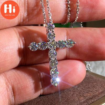 Hi Pretty Women Crystal Cross Pendant Choker Necklace Fashion Chain Jewelry