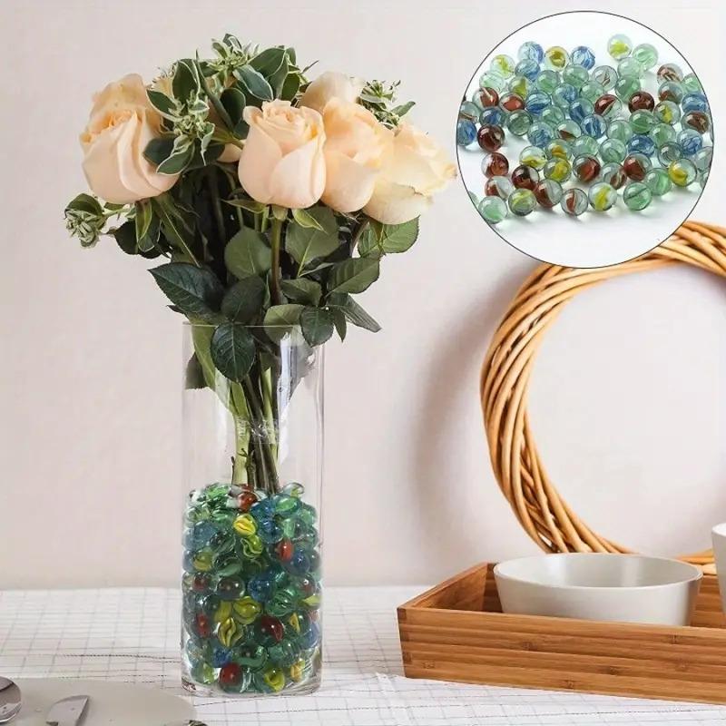 30/100pcs, Stained Glass Marbles 16mm/0.63inch Glass Ball Round Glass Beads, Vases Gems Aquarium (Random Color)