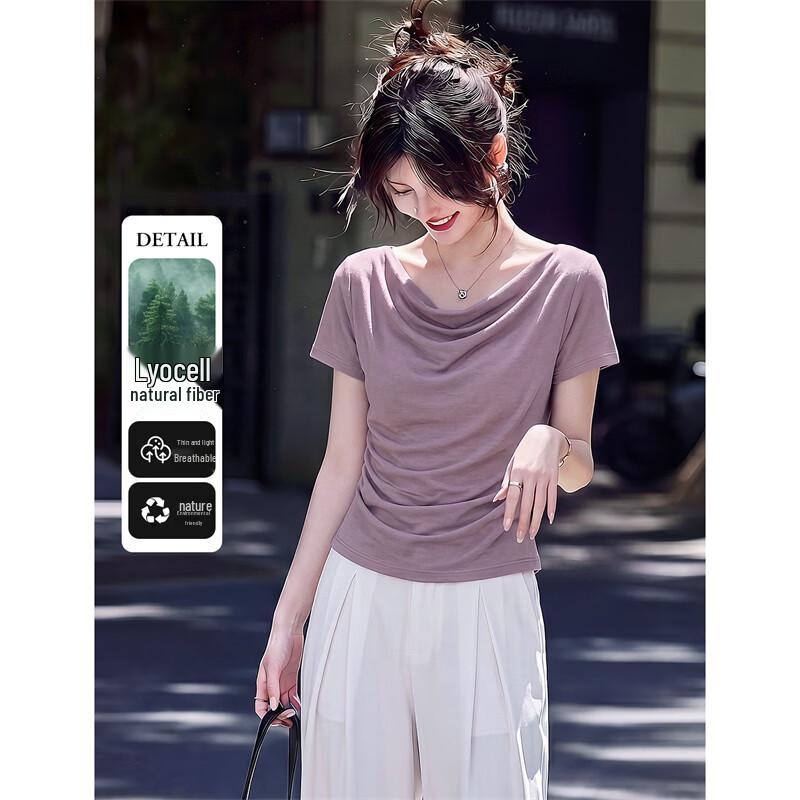 Women s Lyocell Drape Neck Slimming T-Shirt XL