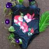 Einteiliger Badeanzug für Damen, Sommer, Sandstrand, Schwimmen, Bademode, sexy Blumenmuster, Bikini-Set