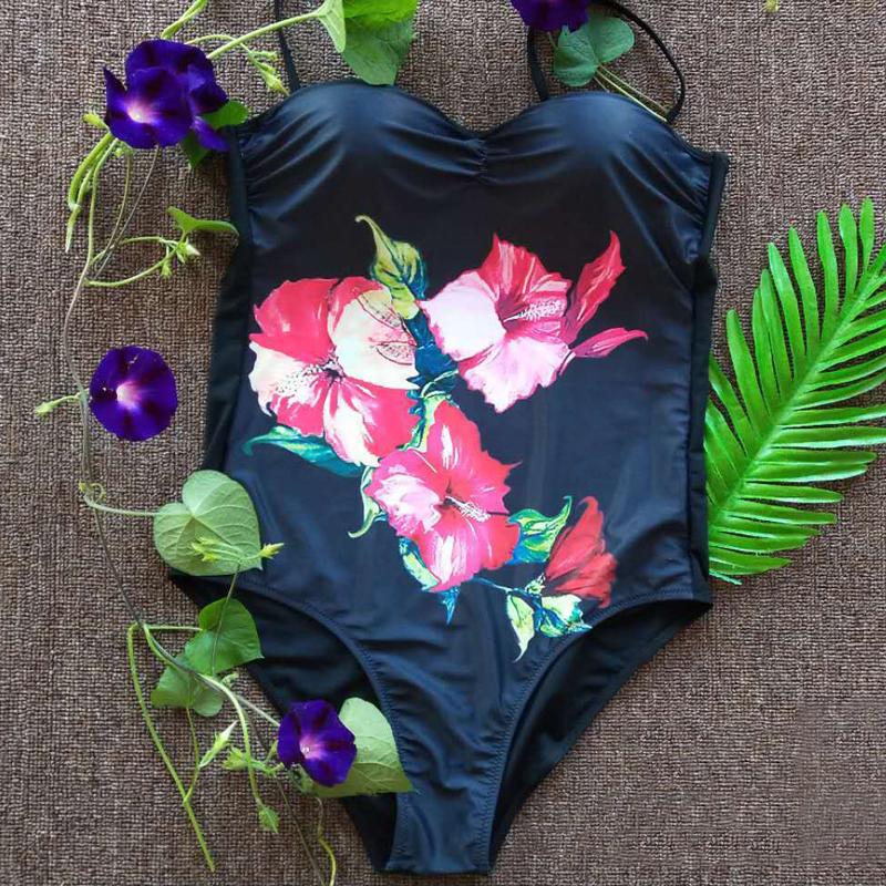 Einteiliger Badeanzug für Damen, Sommer, Sandstrand, Schwimmen, Bademode, sexy Blumenmuster, Bikini-Set