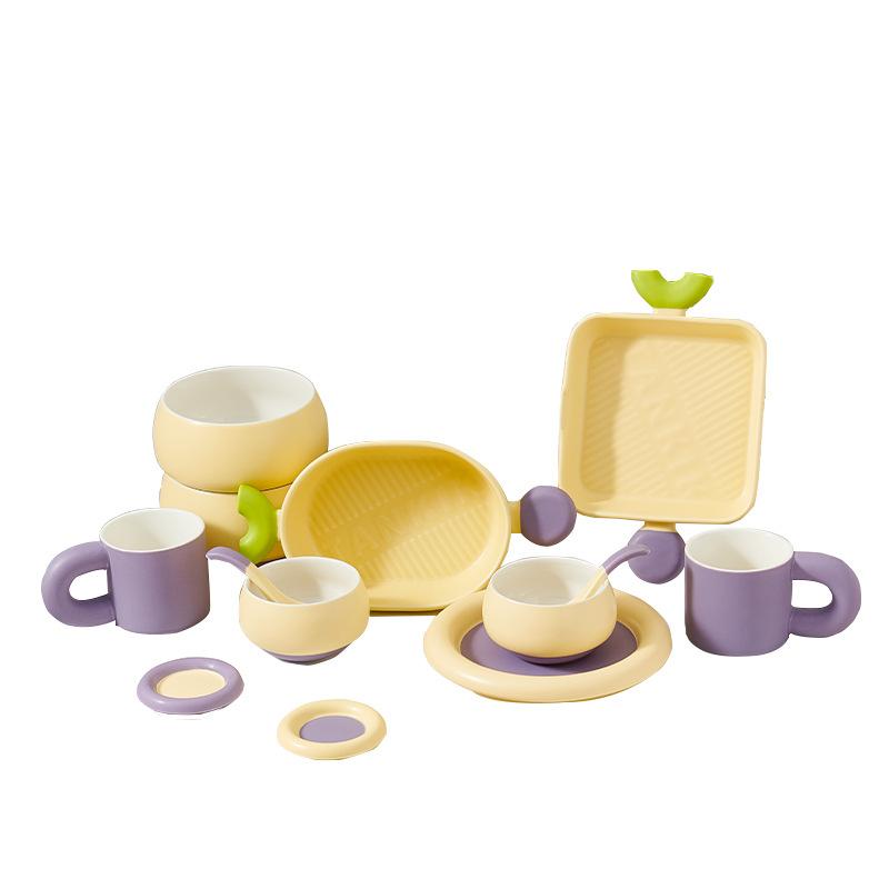 1 Piece of Macaroon Simple Ceramic Dishes  Cutlery with Gifts Ins Wind Cream Creative Water Cups Exquisite Plates Baking Tray.