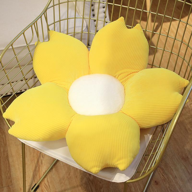 

1 шт. 2 размера, подушка для сиденья с цветком, растением, мягкая плюшевая подушка для дивана, пола, домашнего кресла, декора, зимнего подарка для детей и девочек 40CM жёлтый