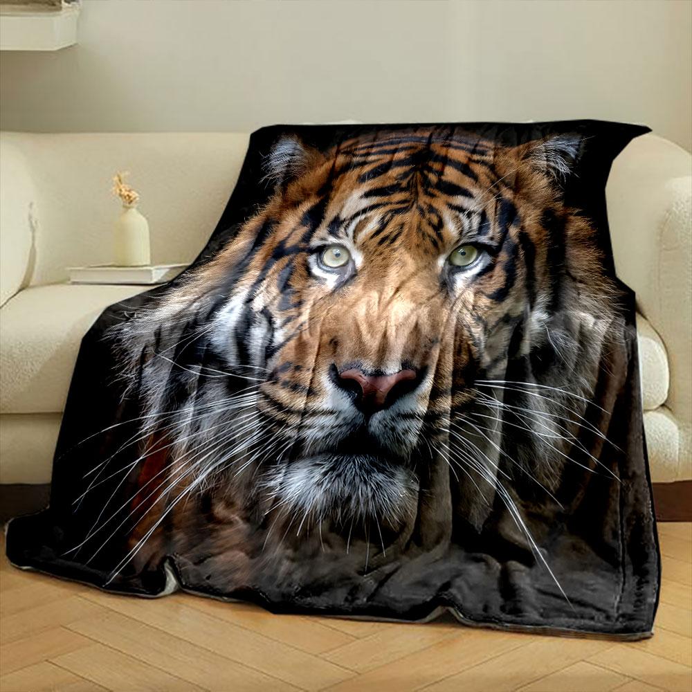Majestic Tiger Face Close-Up Portrait print blanket soft and cozy perfect for the living room bed sofa or a nap,gift