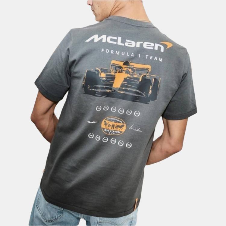 Levis McLaren Racing Kollaboration McLaren Buchstaben Grafikdruck Lässiges Rundhals Kurzarm T-Shirt Herren Oberteile A89910001