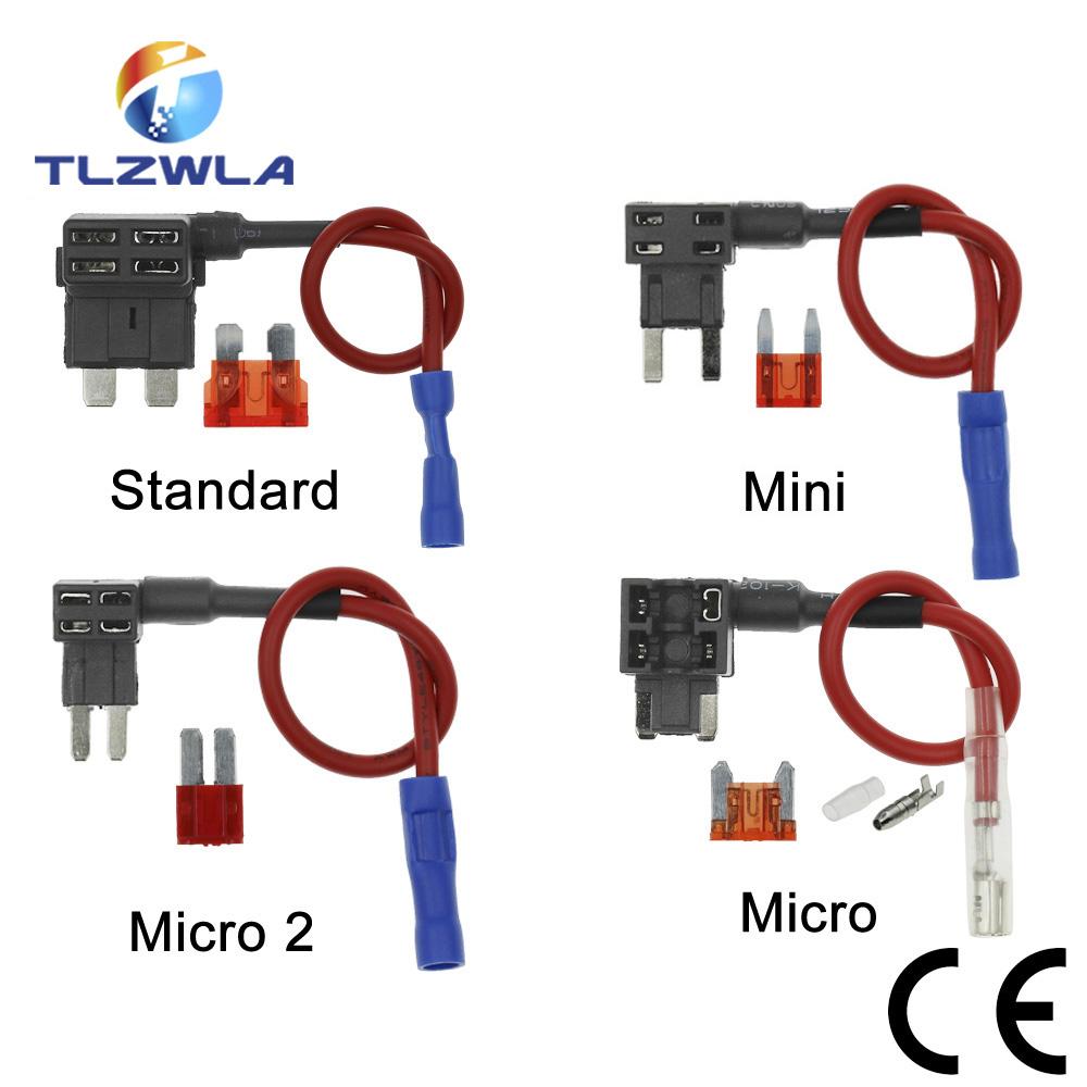 

12V MINI SMALL MEDIUM Size Car Fuse Holder Add-a-circuit TAP Adapter with 10A Micro Mini Standard ATM Blade Fuse 3A