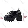 Fashion Thick-soled Loafers Gothic Punk Style Black Lace-up Heightened Women's Leather Pumps Autumn Chunky High Heeled Shoes for Women