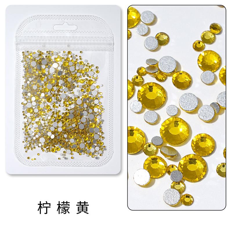 1440 buc, Un pachet întreg de manichiuri colorate, Diamante cu fund plat, Burghie din sticlă de cristal nu pot cădea de pe fund, Bijuterii cu diamante rotunde cu dimensiuni mixte.