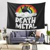 Funny Death Metal Cat Gift Rainbow Heavy Metal Tapestry Wall Hanging Aesthetic Home Decor Tapestries for Living Room Bedroom