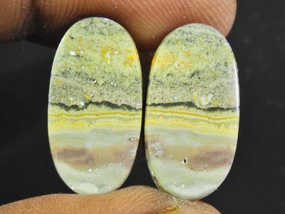 Natürlicher Hummel-Jaspis, passendes Paar, ovaler Cabochon, Edelstein, 11 x 20 x 04 mm, SK-76