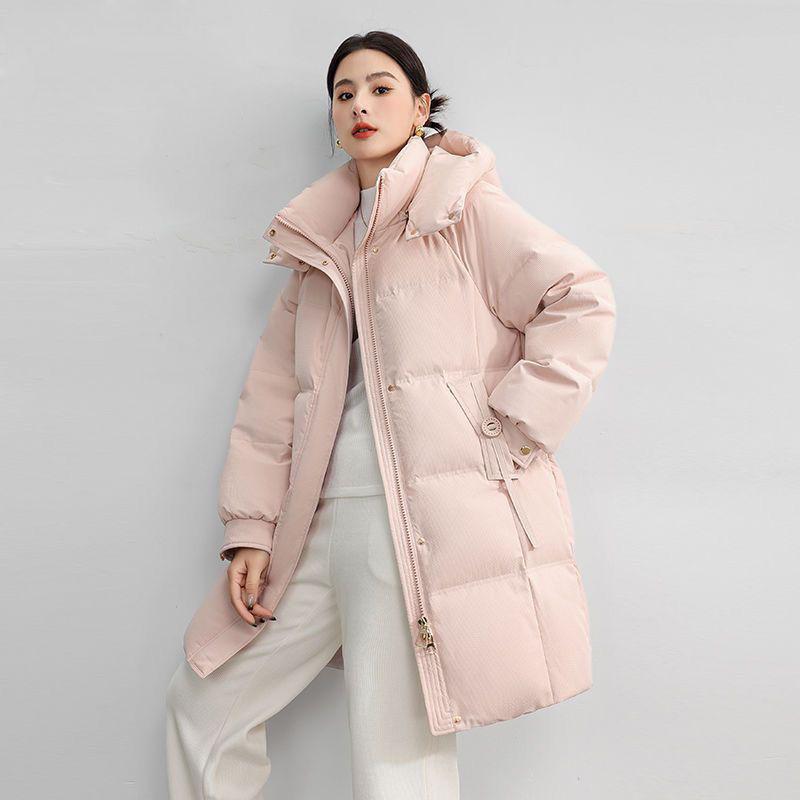 Thickened Warm Mid-length Down Cotton Jacket Women's Winter Detachable Cap Loose Jacket Trend