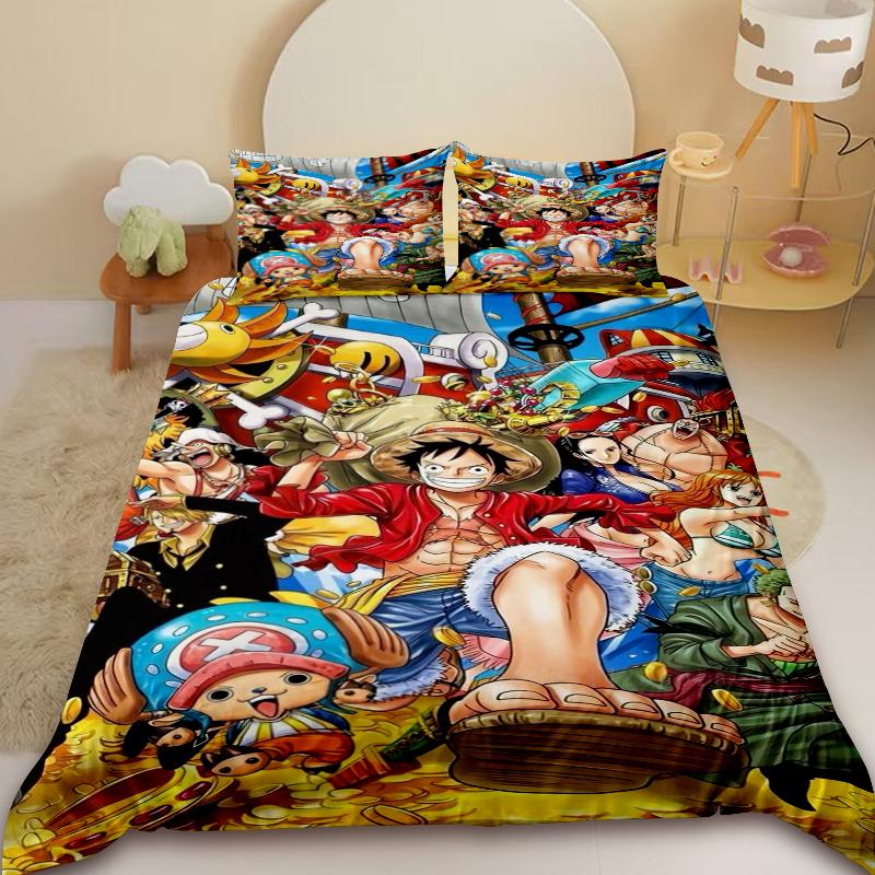 Anime One Piece Duvet Cover Luffy Cartoon Bedding Set Quilt Cover Twin King Size for Bedroom Decor Birthday Gifts