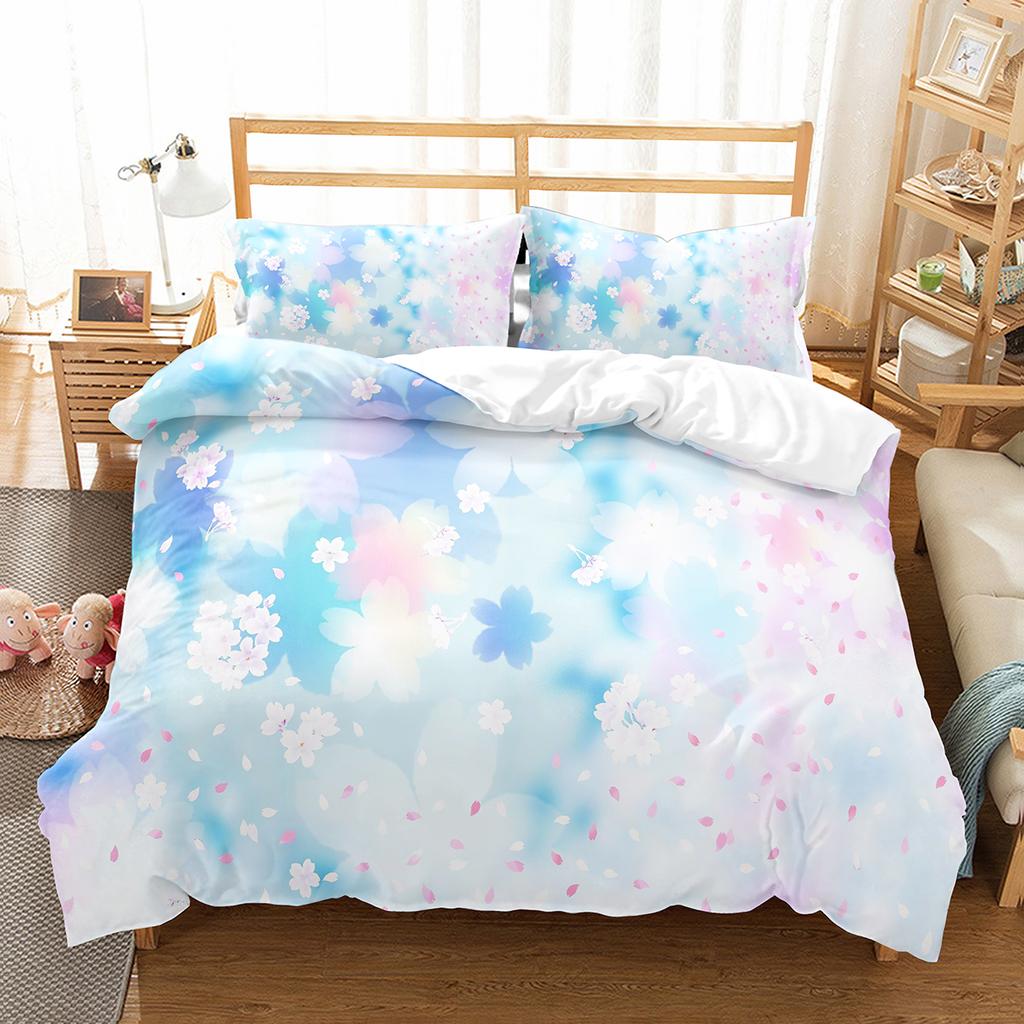 Colourful Flower Duvet Cover Set King Queen Size for Kids Boy Girls Bedding Set Rose Pattern Polyester Quilt Cover with Zipper