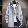 Autumn and Winter Men's Korean Version Knitted Cardigan Plush Thickened Sweater Fashionable Medium and Long Coat Sweater