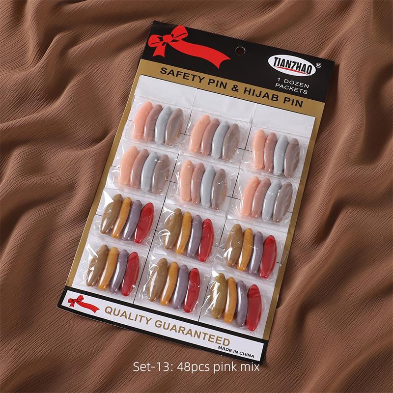 8Pcs/set High Quality Solid Color Plastic Brooch Needle Muslim Scarf Accessory Islamic Turban Safety Pins Elegantly Hijab Brooch