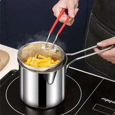 Fritteuse aus lebensmittelechtem Edelstahl mit Filter zum Frittieren von Pommes Frites und Hähnchenflügeln, geeignet zum Frittieren, Kochen und Schmoren