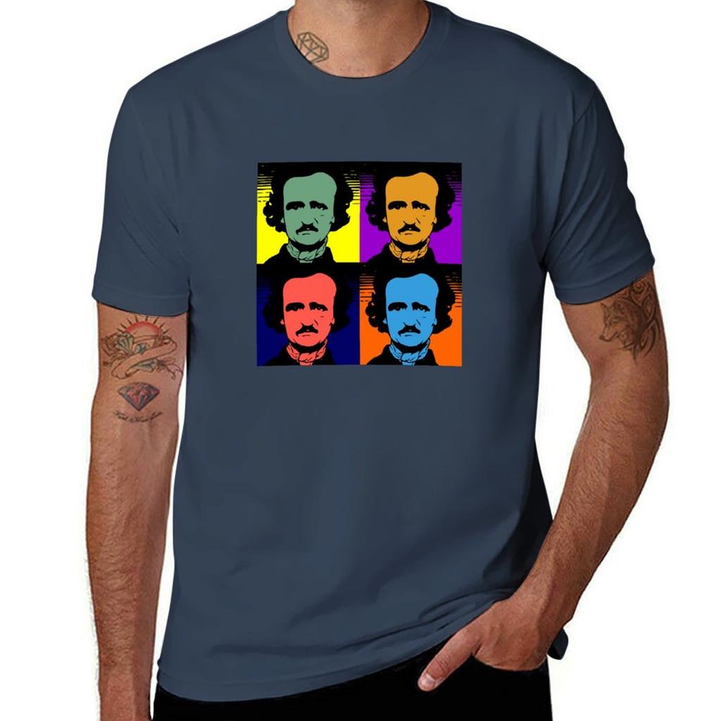 Edgar Allen Poe Pop Art Tshirt Basic Solid Color Casual Tee Shirt Tshirt