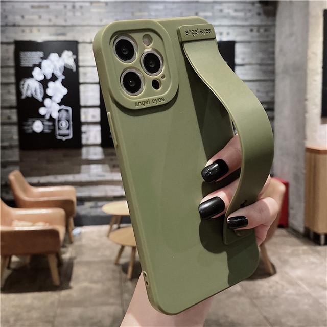 Mode Wein Rot Gummi Handgelenk Strap Halterung Telefon Fall Für Iphone 13 Pro Max 11 12 Xs X Xr 7 8 Plus Abdeckung Hand Band Weiche Stoßstange