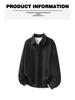 Men's Trendy Black Fake Two-Piece Lapel Hoodie Polo Shirt for Spring/Autumn