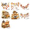 Autumn Window Clings Maple Leaf Pinecone Scarecrow Pumpkin Static Clings Waterproof PVC Seasonal Party Supplies Glass Stickers Removable Decals for