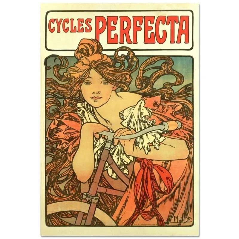 Alphonse Mucha Affisch Pinup-flickor Metallplåtskylt Konst Målning Dekorativa Väggplåtar För Bar Café Vardagsrum Hem Väggdekor