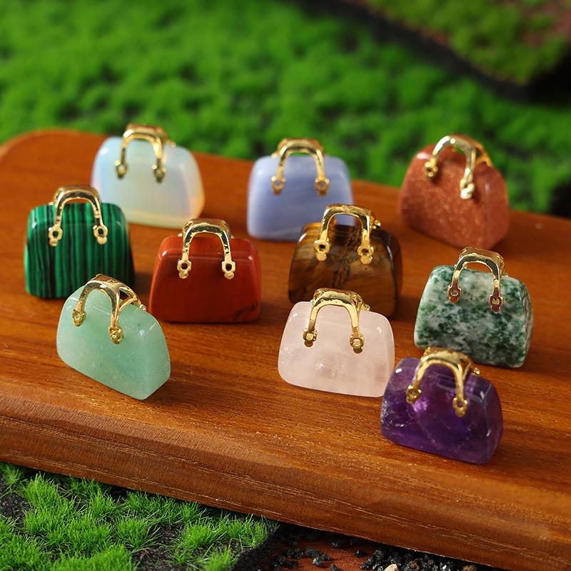 Amethyst & Rose Quartz Crystal Pendant Handbag Decoration